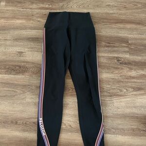 Peloton Black Leggings with Colorful Side Stripes